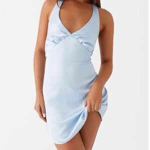 NWT Peppermayo Light Blue Satin Mini Dress